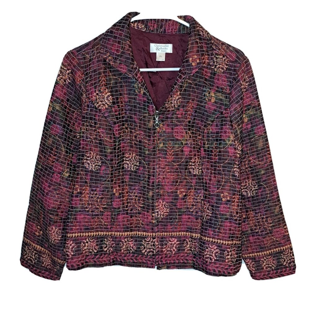 Christopher & Banks Women’s Large Petite Purple Pink Blazer  ART TO WEAR